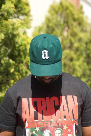 Wool Lower Case A StrapBack Hat (Dark Green)