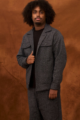 Black/Grey Marble Fugu Overshirt