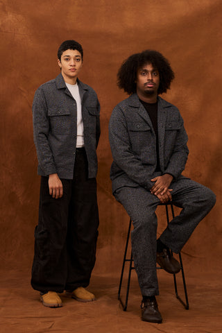 Black/Grey Marble Fugu Overshirt