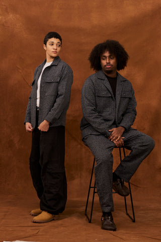 Black/Grey Marble Fugu Overshirt