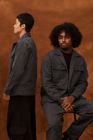 Black/Grey Marble Fugu Overshirt