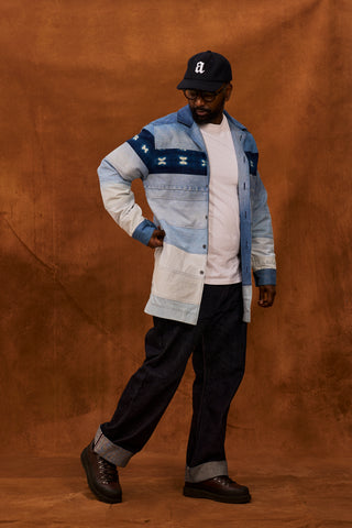 Upcycled Denim and Indigo Ombre Trench Coat (PreOrder)