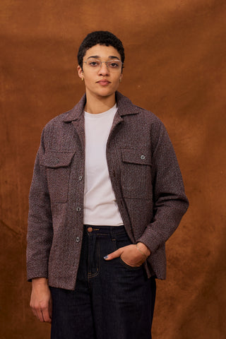 Dark Maroon Marble Fugu Overshirt