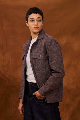 Dark Maroon Marble Fugu Overshirt