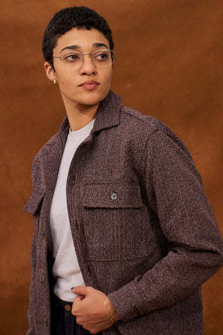 Dark Maroon Marble Fugu Overshirt