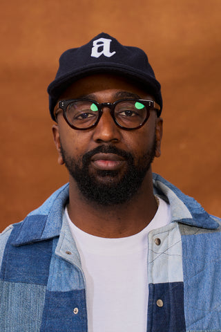 Wool Lower Case A StrapBack Hat (Dark Blue)