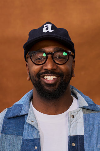 Wool Lower Case A StrapBack Hat (Dark Blue)