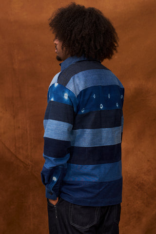 Upcycled Denim and Indigo Rugby Shirt