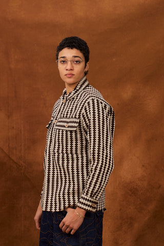 Brown/Beige Woven Overshirt