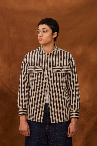 Brown/Beige Woven Overshirt