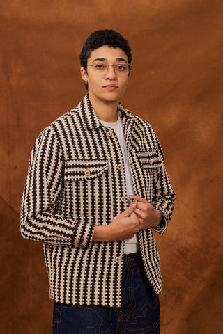 Brown/Beige Woven Overshirt
