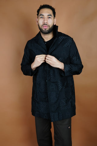 Black Kente Trench Coat