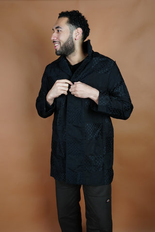 Black Kente Trench Coat