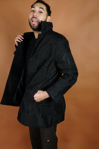 Black Kente Trench Coat