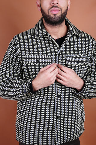 Black/Shimmer Woven Overshirt