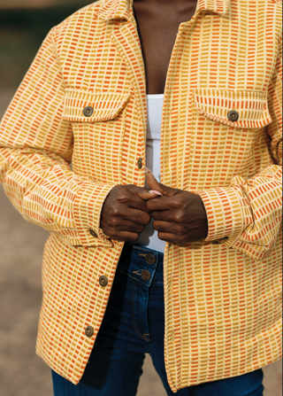 Fugu Double Weave Overshirt in Gold/Orange