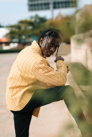 Fugu Double Weave Overshirt in Gold/Orange