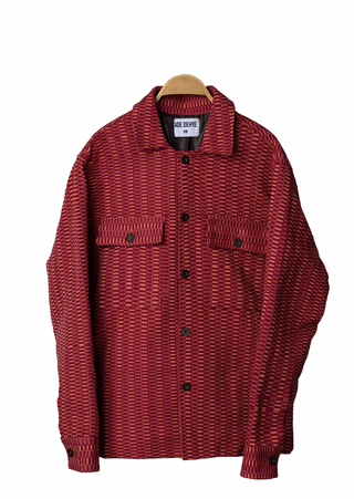 Fugu Double Weave Overshirt in Maroon/Peach