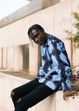 Tie Dye Long Sleeve Shirt in Navy