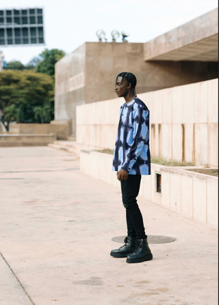 Tie Dye Long Sleeve Shirt in Navy