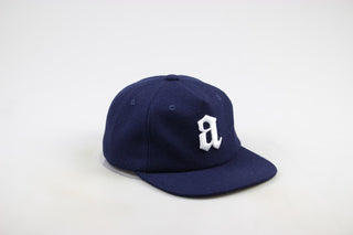 Wool Lower Case A StrapBack Hat (Navy Blue)