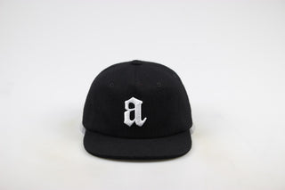 Wool Lower Case A StrapBack Hat (Black)