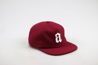 Wool Lower Case A StrapBack Hat (Maroon)