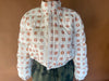 Hand Screen-Print Puffer Jacket in White Cropped