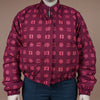 Hand Screen-Print Puffer Jacket in Maroon Cropped