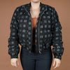 Hand Screen-Print Puffer Jacket in Black Cropped