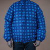 Hand Screen-Print Puffer Jacket in Blue