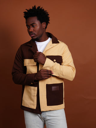 Dark Brown and Tan Fugu Overshirt