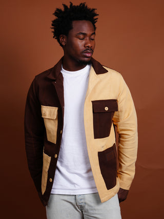 Dark Brown and Tan Fugu Overshirt