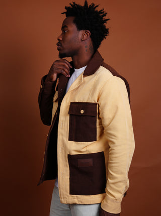 Dark Brown and Tan Fugu Overshirt