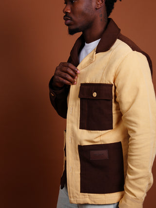 Dark Brown and Tan Fugu Overshirt