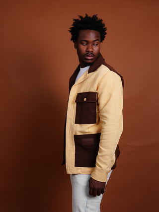 Dark Brown and Tan Fugu Overshirt